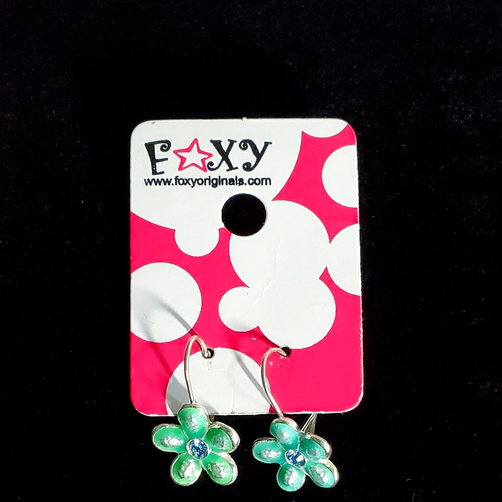 NEW Foxy Originals Green Flower Enamel Earrings